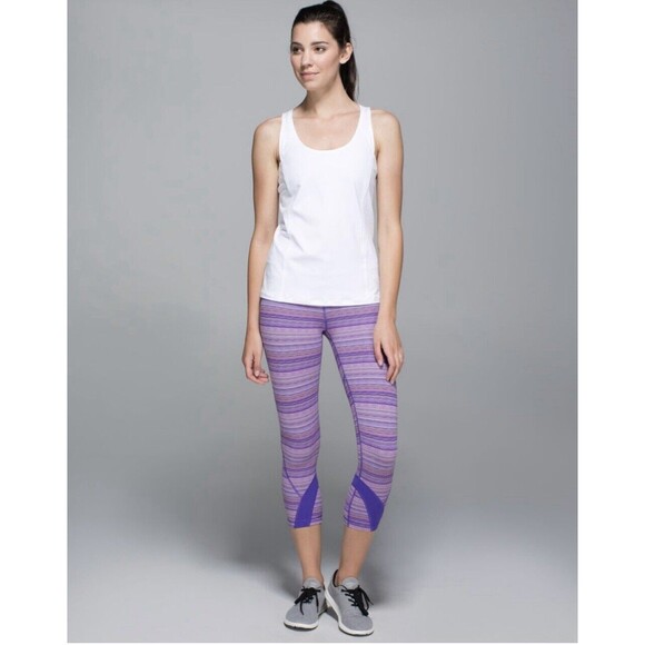 Lululemon Cropped Leggings Women’s Run Inspire Crop II Luxtreme Space Dye Size 4 - Picture 2 of 12